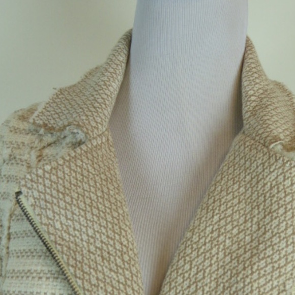 NEW ELLA MOSS BEIGE SALINAS TWEED ZIP moto JACKET - Picture 4 of 7